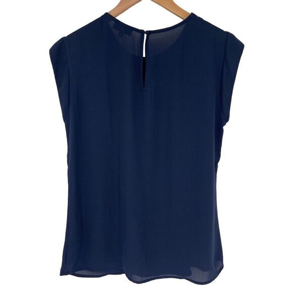 The Limited Rhinestone Embellished Collar Sleeveless Blouse Women Small Navy NWT - Picture 3 of 7